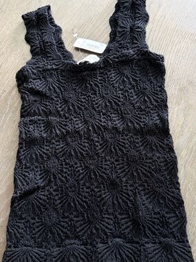 Altar'd State Black Textured Crochet Tank